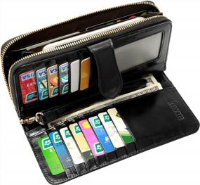 img 1 attached to Heshe Ladies' Genuine Leather Wallet: Spacious Purse With Credit Card Slots & Wristlet