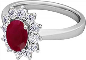 img 1 attached to Experience Royalty: Voss+Agin'S Genuine Diamond & Ruby Princess Diana Ring In 14K Gold