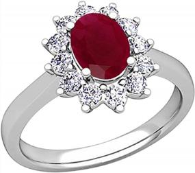 img 2 attached to Experience Royalty: Voss+Agin'S Genuine Diamond & Ruby Princess Diana Ring In 14K Gold