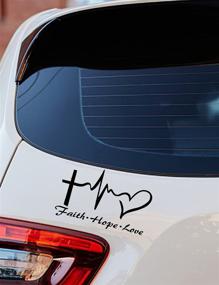 img 4 attached to Black Hope Faith Love Heart Car Decal Stickers with Jesus 🖤 Cross | Vinyl Sticker for Car Windows, Tablets, Laptops & Water Bottles