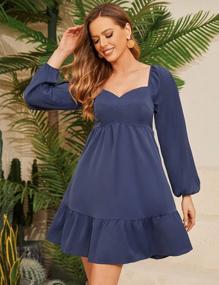 img 2 attached to Summer Women'S Dress With Sweetheart Neckline, Puff Sleeves, Ruffles, A-Line, Casual Loose Flowy Swing, And Mini Length For A Cute And Chic Look By BELONGSCI