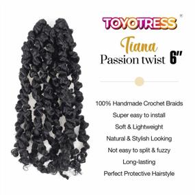 img 3 attached to 6-Inch 8-Piece BOB Passion Twist Pre-Twisted Crochet Braids Natural Black, Synthetic Braiding Hair Extensions By Toyotress Tiana - Ideal For Perfecting Your Passion Twist Look (Color: 1B)