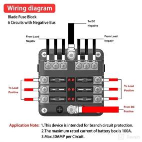 img 2 attached to 🚘 Yziixi 6-Way Fuse Box Blade Fuse Blocks with LED Warning Indicator and Damp-Proof Cover for Automotive Car Truck Boat Marine Bus RV Van, 12V/24V, 6 Independent Circuit Positive Negative