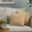 set of 2 luxurious velvet pillow covers in beige for sofa, couch, and bed - 18"x18 logo