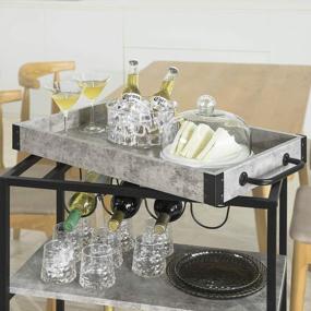 img 1 attached to Rustic Industrial Bar Cart - Haotian FKW56-HG Myra Mobile Kitchen Serving Trolley