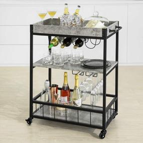 img 4 attached to Rustic Industrial Bar Cart - Haotian FKW56-HG Myra Mobile Kitchen Serving Trolley