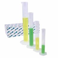 4-pack class b polypropylene plastic measuring cylinder tall form with embossed scale - lab test tube set by isolab usa. logo