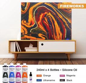 img 3 attached to Create Stunning Artwork With AUREUO'S High Flow Acrylic Pouring Paint Set - Includes 4 Colors And Silicone Oil For Vibrant Results On Canvas, Rock, Ceramic, Wood, Glass And More!