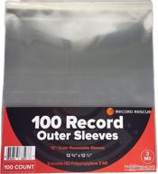 📦 100 pack of 12" vinyl record outer sleeves - resealable & durable - premium 3 mil hd polyethylene - 12 3/4" x 12 1/2" dimensions - by record rescue logo