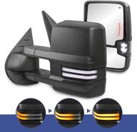 power heated towing mirrors: 2008-2013 chevy silverado, suburban, tahoe | sequential turn lights, white running light (set of 2) logo