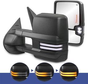 img 4 attached to Power Heated Towing Mirrors: 2008-2013 Chevy Silverado, Suburban, Tahoe | Sequential Turn Lights, White Running Light (Set of 2)