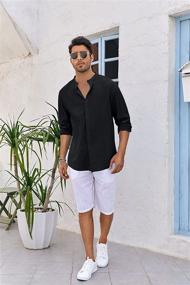 img 1 attached to Men's Casual Button-Up Shirt with Sleeves - Ideal Blouse for Fashionable Shirts