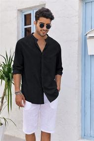 img 3 attached to Men's Casual Button-Up Shirt with Sleeves - Ideal Blouse for Fashionable Shirts