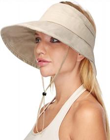 img 4 attached to Stay Fashionable And Protected With Women'S Packable UPF 50+ Sun Visors In Light Khaki - Perfect For Summer Beach Trips!