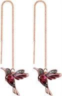 flying hummingbird drop earrings: elegant rhinestone crystal dangle jewelry for women & girls logo