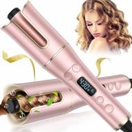 auto hair curler: 4 temp, 3 timers & lcd display | 1" large rotating barrel | dual voltage auto shut-off spin iron for styling logo