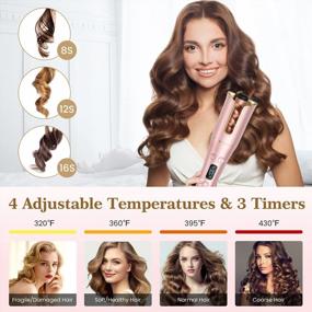 img 2 attached to Auto Hair Curler: 4 Temp, 3 Timers & LCD Display | 1" Large Rotating Barrel | Dual Voltage Auto Shut-Off Spin Iron For Styling