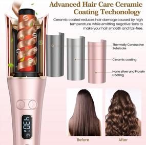 img 1 attached to Auto Hair Curler: 4 Temp, 3 Timers & LCD Display | 1" Large Rotating Barrel | Dual Voltage Auto Shut-Off Spin Iron For Styling
