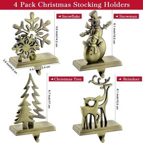 img 3 attached to MCEAST 4 Pack Bronze Christmas Stocking Holders - Add Festivity To Your Mantle And Fireplace With Snowman, Christmas Tree, Snowflake And Reindeer Designs!