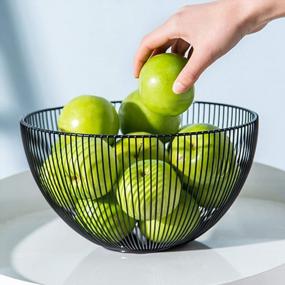 img 3 attached to Large TEETOOKEA Metal Wire Fruit Basket - Creative Minimalist Line Design For Kitchen Counter Decor