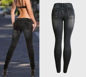 img 3 attached to Cresay Women Denim Stretch Jeans Destroy Skinny Ripped Moto Pants