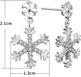 img 2 attached to Cubic Zirconia Snowflake Dangle Stud Earrings - 14K White Gold Plated Sterling Silver Christmas Gift For Women And Girls