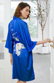 img 2 attached to Floral Kimono Robe For Women - Elegant Short Bathrobe And Nightgown By Ledamon