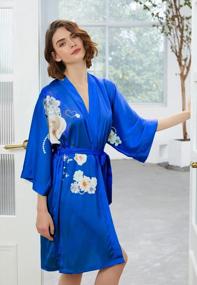 img 1 attached to Floral Kimono Robe For Women - Elegant Short Bathrobe And Nightgown By Ledamon