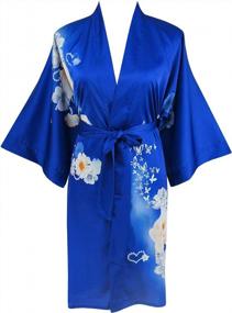 img 4 attached to Floral Kimono Robe For Women - Elegant Short Bathrobe And Nightgown By Ledamon