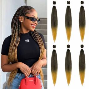 img 4 attached to Pre-Stretched Braiding Hair 30 Inch 6 Packs Long Hair For Braids ProfessionYaki Texture Ombre Braiding Hair Extensions Hot Water Setting Soft Synthetic Crochet Hair
