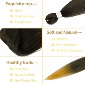 img 2 attached to Pre-Stretched Braiding Hair 30 Inch 6 Packs Long Hair For Braids ProfessionYaki Texture Ombre Braiding Hair Extensions Hot Water Setting Soft Synthetic Crochet Hair