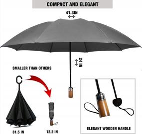 img 2 attached to Large Windproof Reverse Inverted Automatic Open/Close Foldable Umbrella - Strong Wind Resistant Paraguas