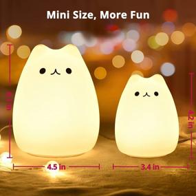 img 3 attached to Kawaii Kitty Cat Night Light Lamp For Kids, Teen Girls & Nursery Bedroom - Gifts For 3-5 Year Olds, AAA Battery Charge (Not Included)