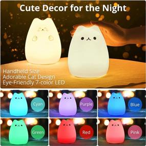 img 1 attached to Kawaii Kitty Cat Night Light Lamp For Kids, Teen Girls & Nursery Bedroom - Gifts For 3-5 Year Olds, AAA Battery Charge (Not Included)