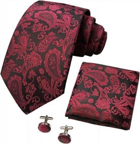 img 4 attached to Men'S Paisley Tie Set With Pocket Square And Cufflinks - CANGRON LSP8ZH