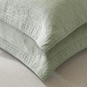 img 2 attached to Floral-Printed Sage Green Quilted Cotton Pillow Sham: Standard Size Pillow Cover, 20 X 26 Inches - By WINLIFE