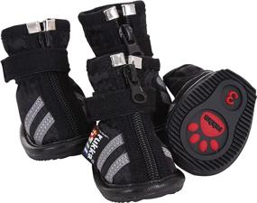 img 4 attached to 🐾 Waterproof Dog Shoes - Stylish Ergonomic Design with Zip and Touch Fastener Closure for Harsh Weather - Suitable for Small, Medium, and Large Breeds - Set of 4