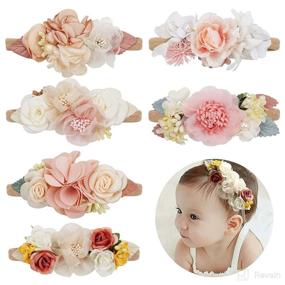 img 4 attached to 🎀 Adorable 6PCS Baby Girl Flower Nylon Headbands for Birthday Parties