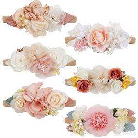 img 2 attached to 🎀 Adorable 6PCS Baby Girl Flower Nylon Headbands for Birthday Parties