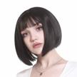 8 inch brown black straight bob wig with bangs - synthetic hair fashion wig for women, ideal for cosplay, daily party and more - sarla logo