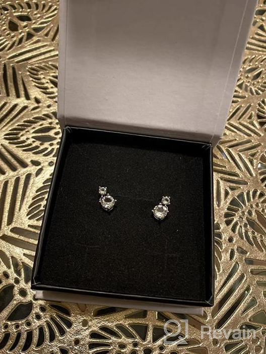 img 1 attached to 💎 Dazzling Jade Marie Small Silver Dangle Stud Earrings: 18k White Gold Plated Solitaire with Swarovski Crystals - Beautiful and Elegant Earrings review by Lisa West