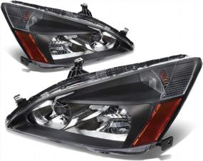 img 1 attached to Chrome Housing Amber Reflector PETGIRL Headlights (Passenger And Driver Side) Replacement For Honda Accord 2003-2007