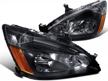 chrome housing amber reflector petgirl headlights (passenger and driver side) replacement for honda accord 2003-2007 logo