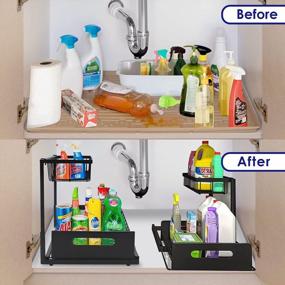 img 1 attached to Multi-Purpose 2 Tier Under Sink Organizer Rack By Hillbond - Ideal Bathroom And Kitchen Storage Solution For Maximum Convenience