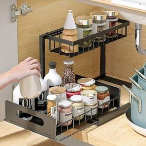 img 4 attached to Multi-Purpose 2 Tier Under Sink Organizer Rack By Hillbond - Ideal Bathroom And Kitchen Storage Solution For Maximum Convenience