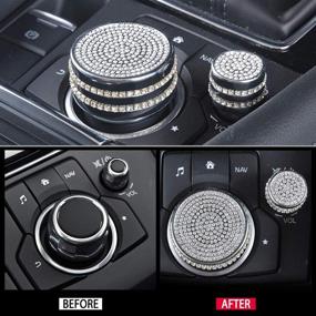 img 3 attached to 🚗 CARFIB Mazda 3 6 CX-3 CX-5 CX-9 CX3 CX5 CX9 Car Interior Bling Accessories - Volume Media Multimedia Knobs Decals Stickers Covers Cap Parts Decoration Men Women, Zinc Alloy Crystal Silver Pack of 2