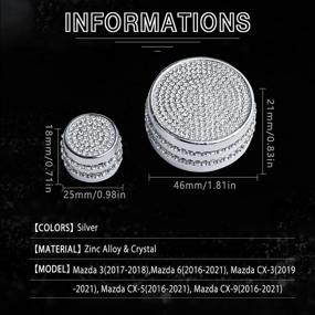 img 2 attached to 🚗 CARFIB Mazda 3 6 CX-3 CX-5 CX-9 CX3 CX5 CX9 Car Interior Bling Accessories - Volume Media Multimedia Knobs Decals Stickers Covers Cap Parts Decoration Men Women, Zinc Alloy Crystal Silver Pack of 2