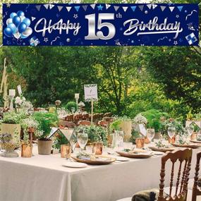 img 2 attached to Blue Silver 15Th Birthday Yard Banner Decorations For Boys, Happy 15 Year Old Birthday Party Supplies Sign Backdrop Outdoor Indoor
