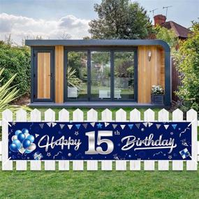 img 1 attached to Blue Silver 15Th Birthday Yard Banner Decorations For Boys, Happy 15 Year Old Birthday Party Supplies Sign Backdrop Outdoor Indoor