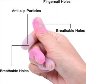 img 3 attached to Wisdompro 16 Pcs Finger Tips, 4 Sizes Silicone Thimble Fingertip Grips Finger Protectors Pads Cover For Paper Sorting, Page Turning, Hand Sewing, Money Counting, Guitar Playing - Pink, Translucent